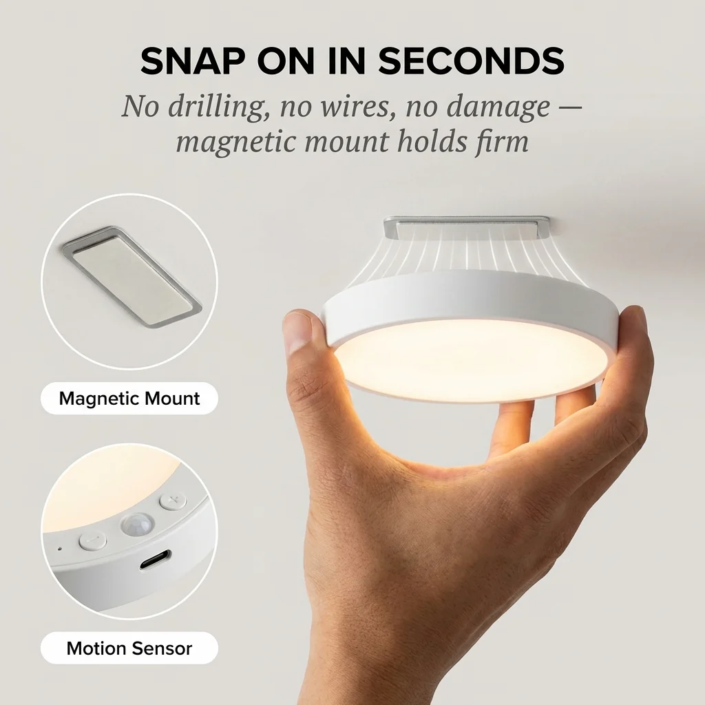 Lumcrest™ – Rechargeable Motion Sensor Ceiling Light with Remote, Magnetic Wireless, 3 Modes & Color Temps + 50% OFF - Image 5