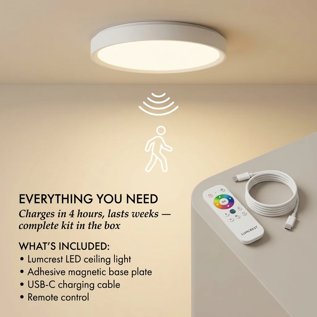 Lumcrest™ – Rechargeable Motion Sensor Ceiling Light with Remote, Magnetic Wireless, 3 Modes & Color Temps + 50% OFF - Image 6