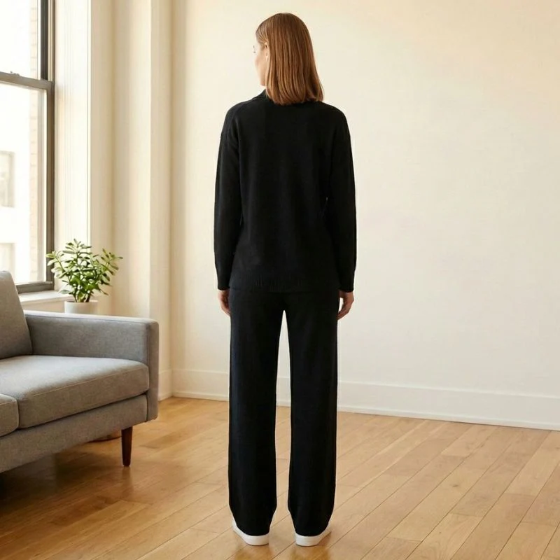 Luvene™ – Soft Knit V-Neck Lapel Top & Wide-Leg Pants Lounge Set + 50% OFF - Image 3