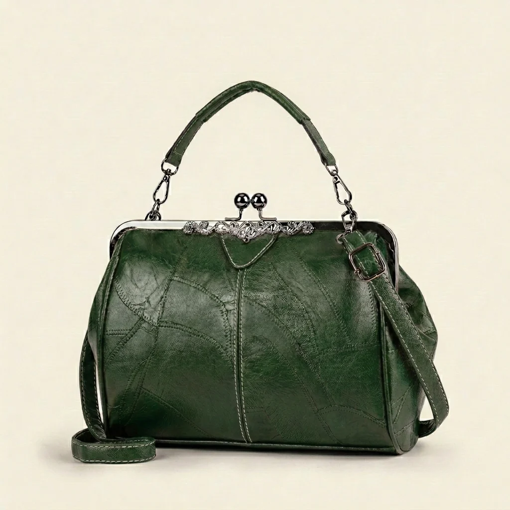 Maisella™ – Vintage Kiss-Lock Leather Crossbody Handbag + 50% OFF - Image 8