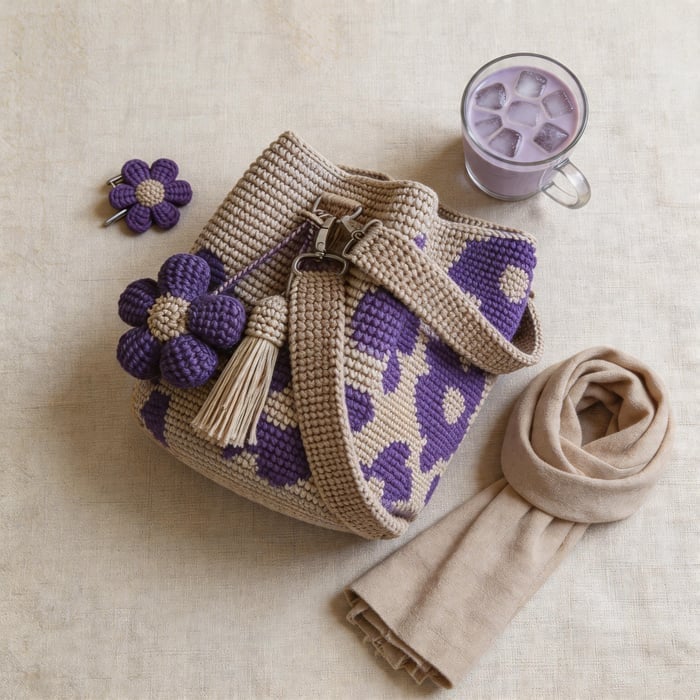 Marigold Lane™ – Handmade Crochet Flower Tote with 3D Floral Appliqués & Tassel Charm + 50% OFF - Image 11