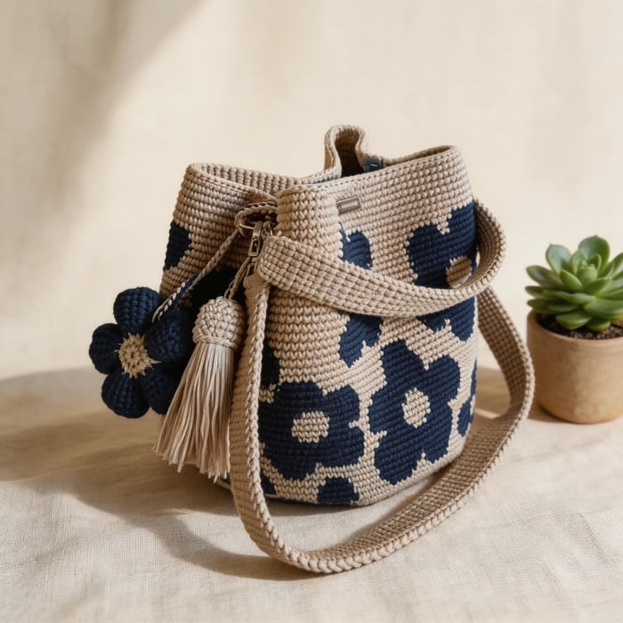 Marigold Lane™ – Handmade Crochet Flower Tote with 3D Floral Appliqués & Tassel Charm + 50% OFF - Image 12