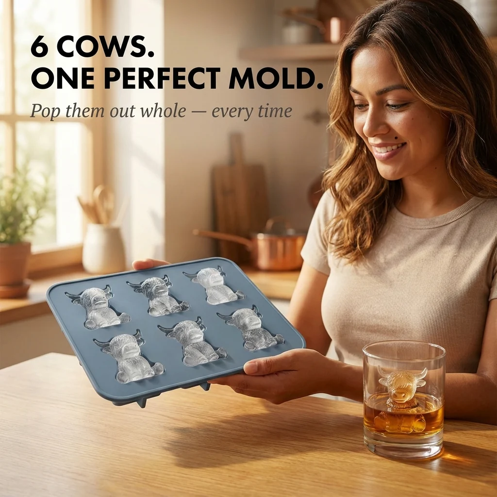 Moowick™ – 3D Highland Cow Silicone Ice Mold | 6-Cavity, BPA-Free, Food-Grade + 50% OFF - Image 2