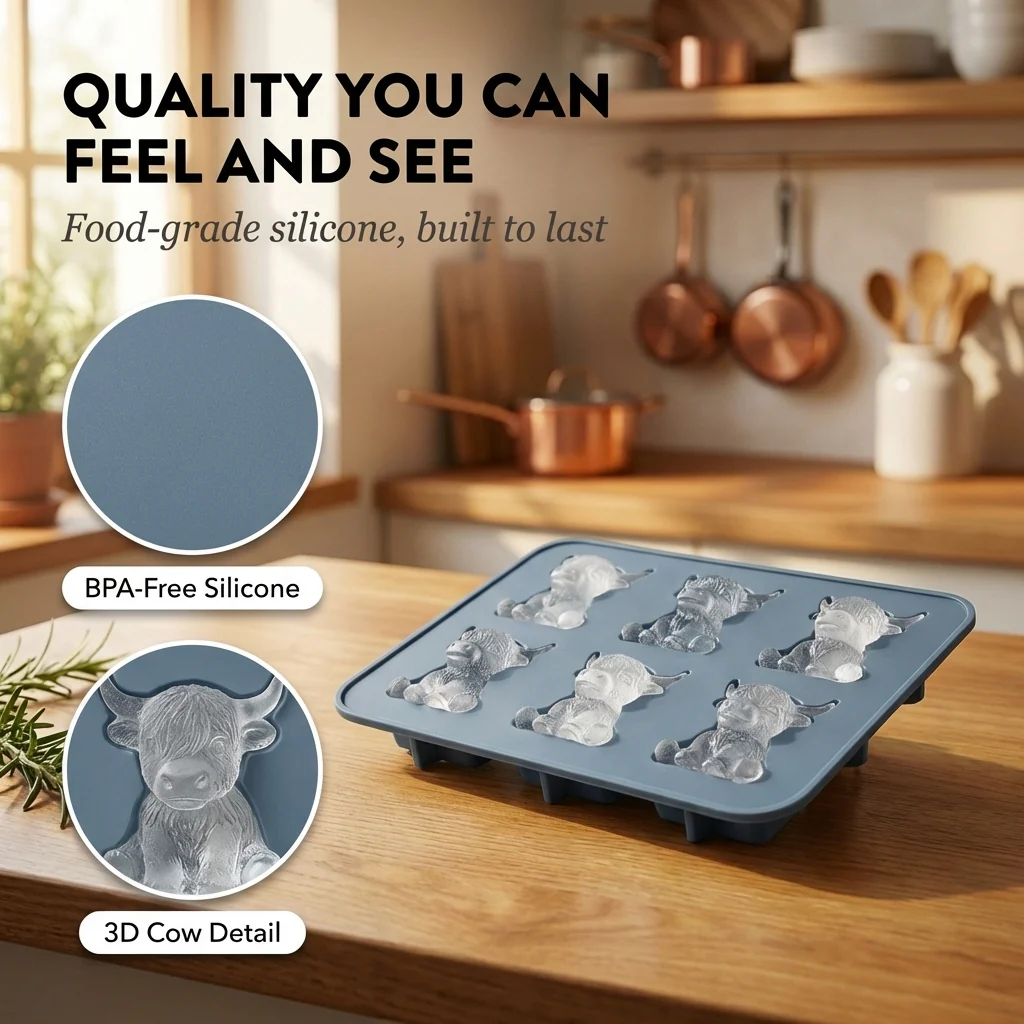 Moowick™ – 3D Highland Cow Silicone Ice Mold | 6-Cavity, BPA-Free, Food-Grade + 50% OFF - Image 5