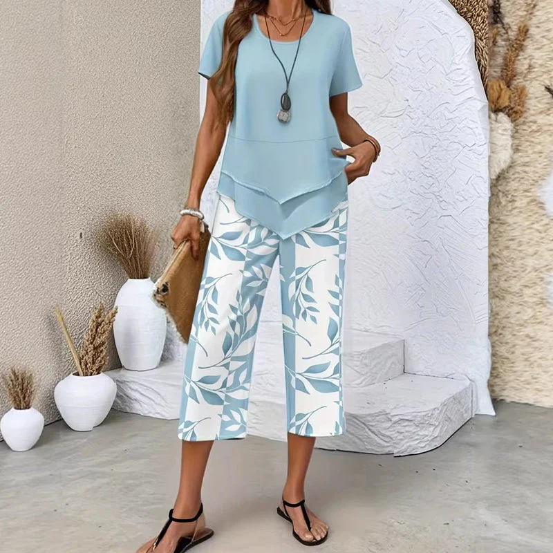Olivelle™ – Layered Asymmetric Tunic & Leaf-Print Capri Set + 50% OFF - Image 16