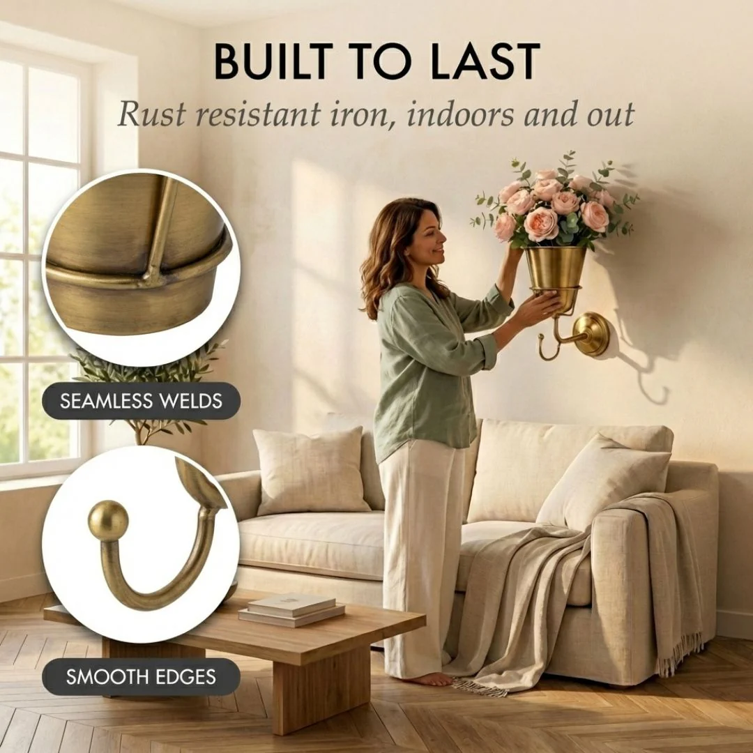 Patina™ – Vintage Brass Wall-Mounted Flower Vase with Hook + 50% OFF - Image 4