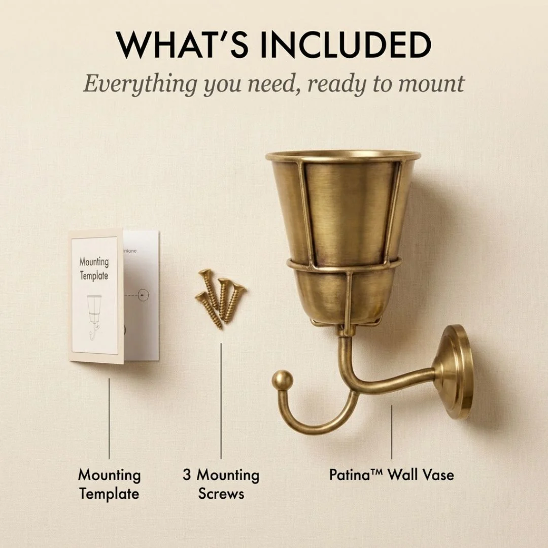 Patina™ – Vintage Brass Wall-Mounted Flower Vase with Hook + 50% OFF - Image 8