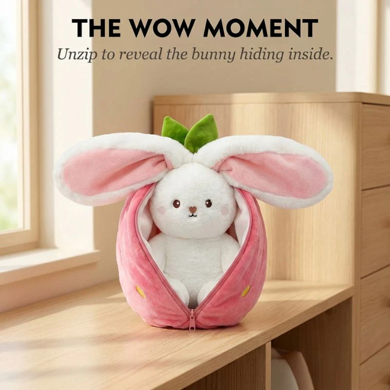 PeekBloom™ – 3-in-1 Transform Strawberry Bunny Plush Toy + 50% OFF - Image 3