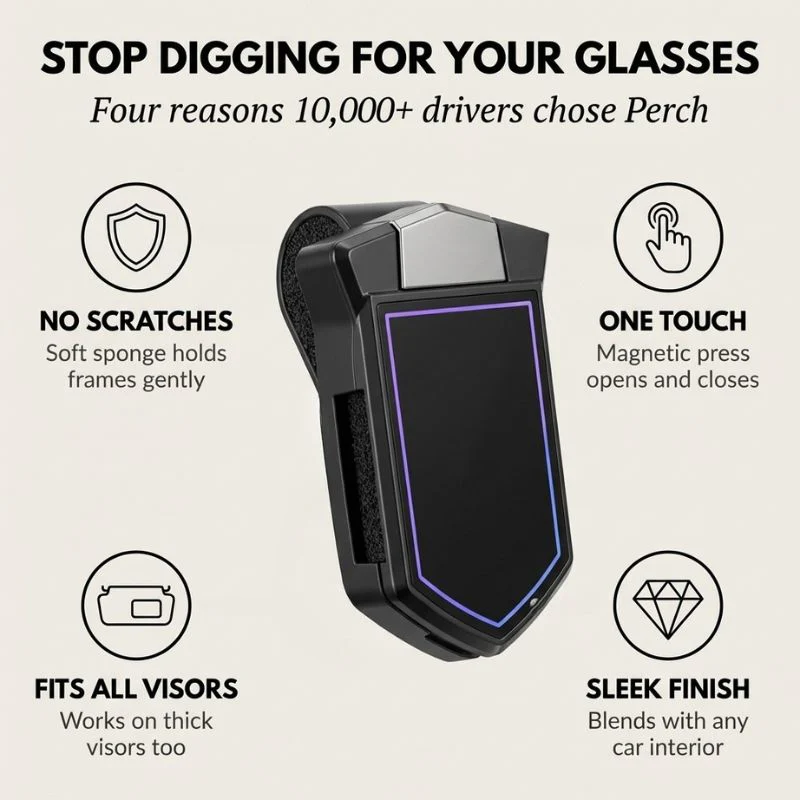 Perch™ – One-Touch Magnetic Sunglasses Holder Clip for Car Sun Visor + 1+1 FREE - Image 4