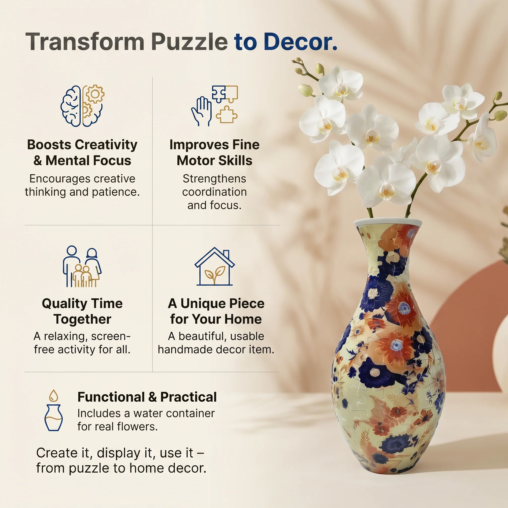 Petalcraft™ – DIY 3D Puzzle Vase with Built-In Water Reservoir for Real Flowers + 50% OFF - Image 7