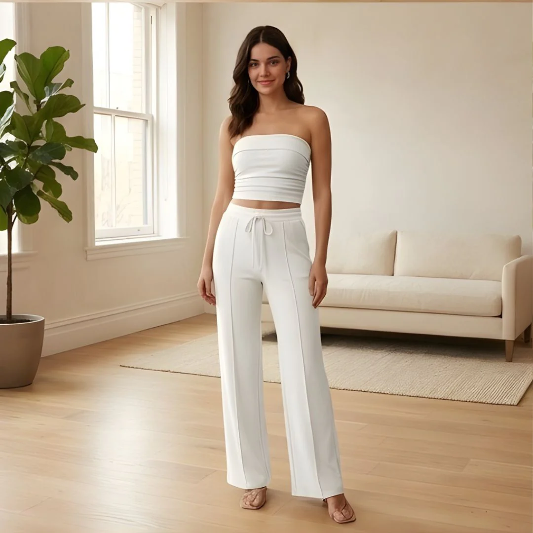 Riveaux™ – Ribbed Strapless Crop Top & Wide-Leg Pants Matching Set + 50% OFF - Image 7