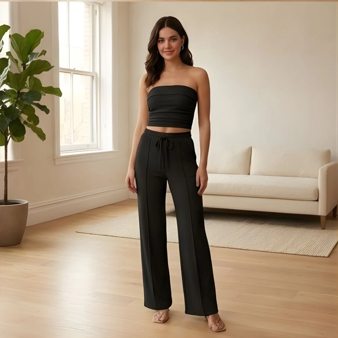 Riveaux™ – Ribbed Strapless Crop Top & Wide-Leg Pants Matching Set + 50% OFF - Image 9