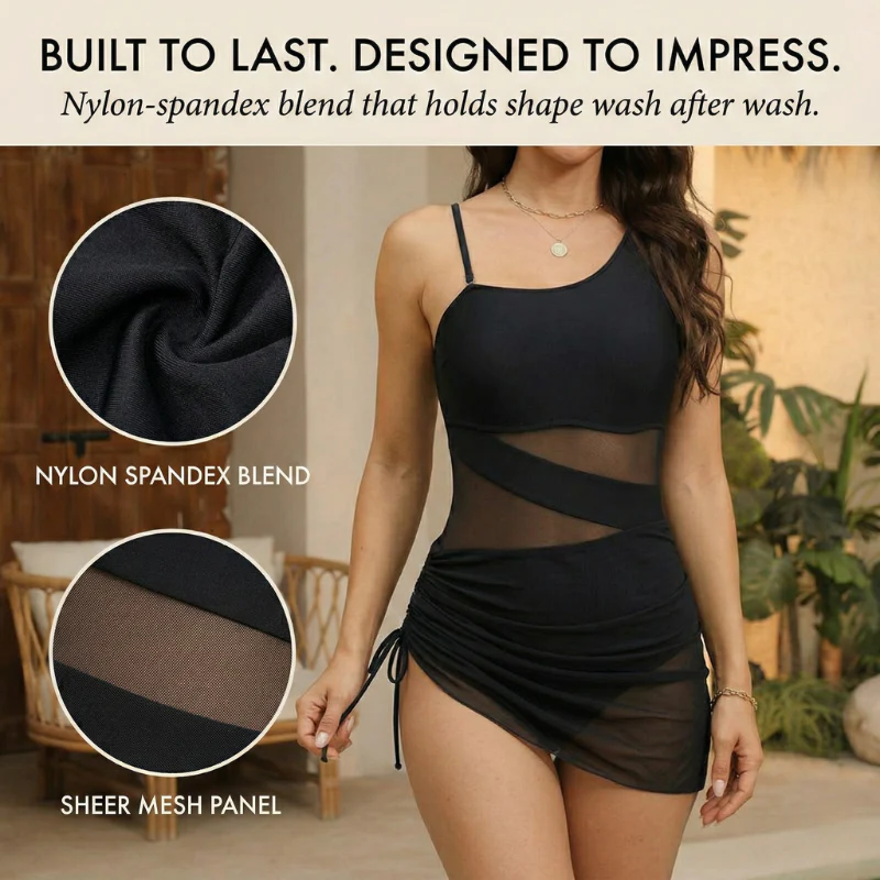 Rivèla™ – Ruched Mesh Tummy Control One-Piece Swimdress + 50% OFF - Image 4