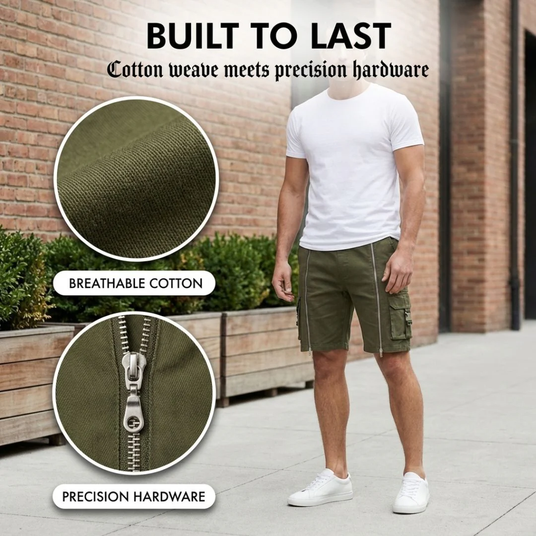 Rivet™ – Zipper Accent Multi-Pocket Tactical Cargo Shorts + 50% OFF - Image 5