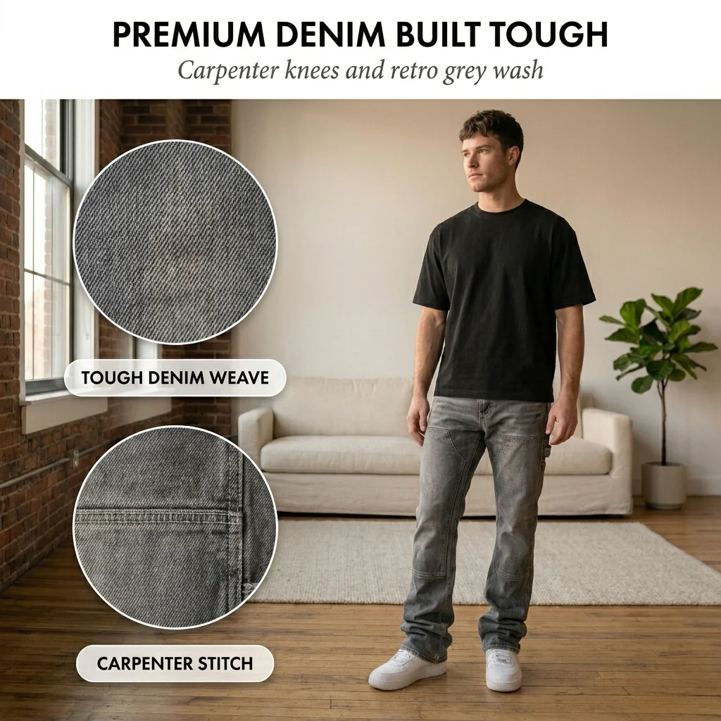 Rivett™ – Stacked Flared Carpenter Denim Men's Jeans + 50% OFF - Image 5