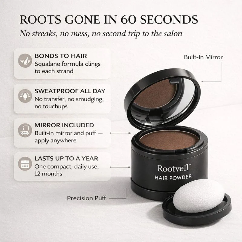 Rootveil™ – Instant Root Cover & Grey Touch-Up Powder with Built-In Mirror + 50% OFF - Image 2