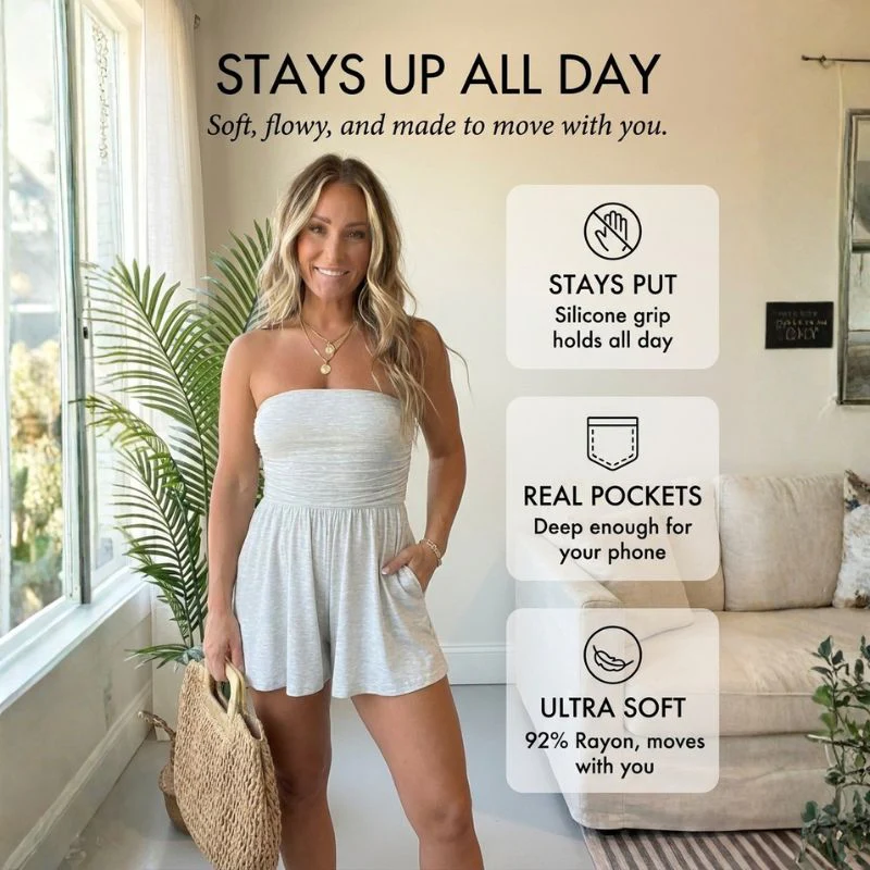 Ruché™ – Strapless Stay-Put Flowy Romper with Pockets + 50% OFF - Image 4