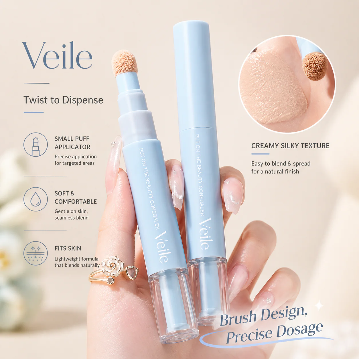 Saemi™ – 3-Color Pen Concealer with Soft Puff Applicator for Dark Circles, Acne Marks & Dullness + 50% OFF - Image 4