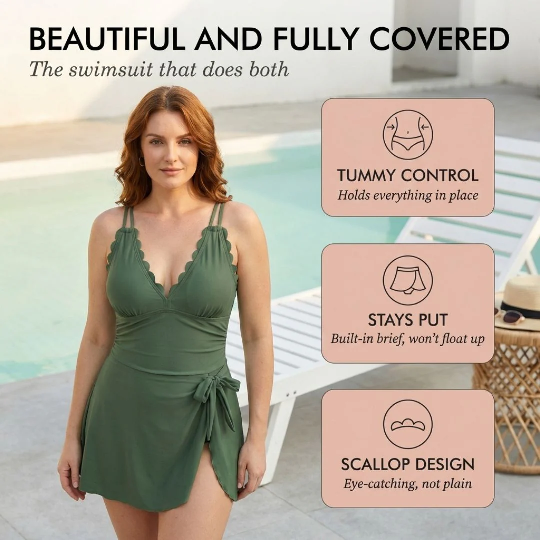 Scalla™ – Scalloped Tummy Control Tie Knot One Piece Swimsuit + 50% OFF - Image 4