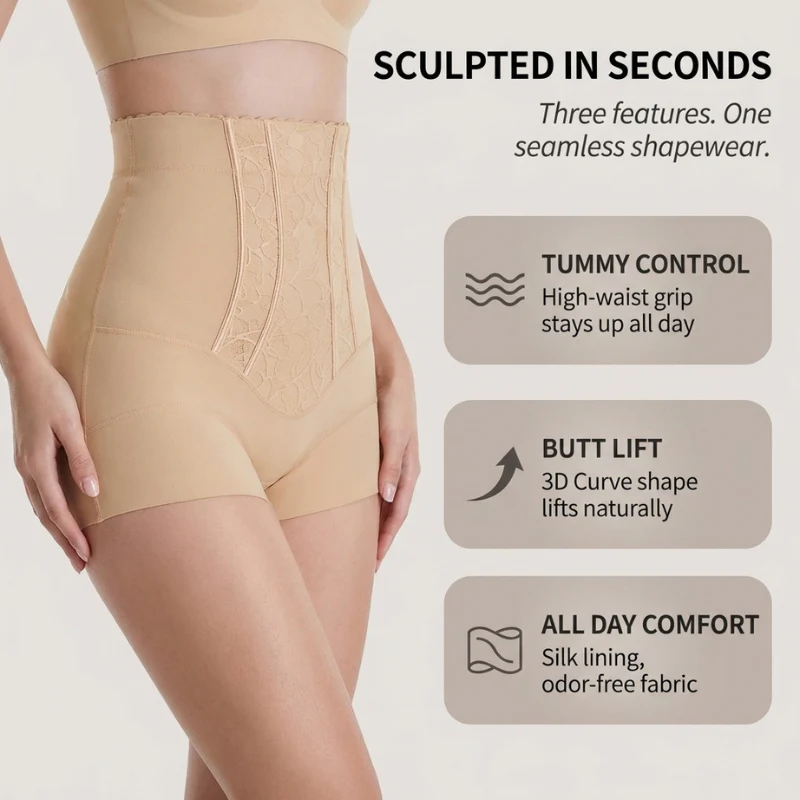 Sculvara™ – High Waist Tummy Control & Butt Lift Shapewear Shorts + 1+1 FREE - Image 4