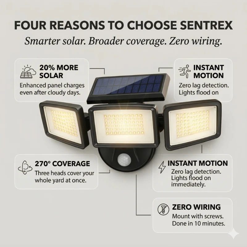 Sentrex™ – Solar Motion Security Light with 270° Coverage & 3 Modes + 50% OFF - Image 4