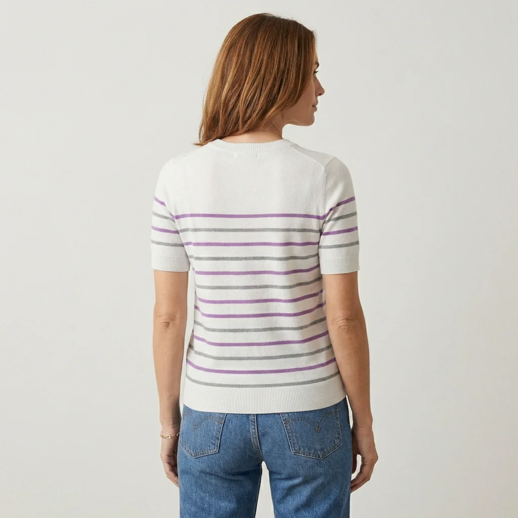 Silken™ – Lightweight Striped Knit Crewneck Short Sleeve Sweater Top + 50% OFF - Image 3