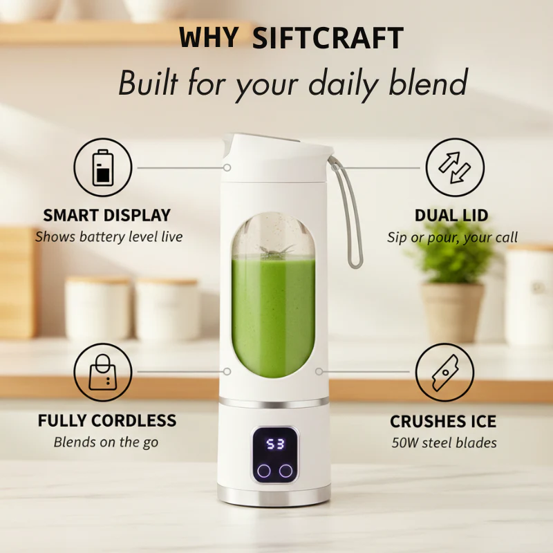 Sipcraft™ – Portable USB Rechargeable Blender with Digital Display (450ml) + 50% OFF - Image 4