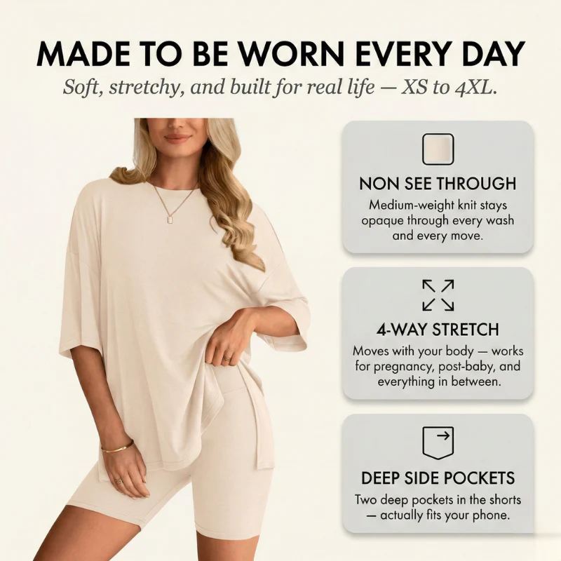 Softwell™ – Oversized Top & Biker Shorts 2-Piece Lounge Set + 50% OFF - Image 4