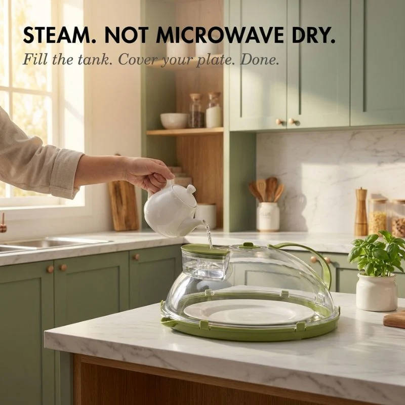 Steamwell™ – Microwave Cover with Water Steamer, Vent & Handle + 50% OFF - Image 3