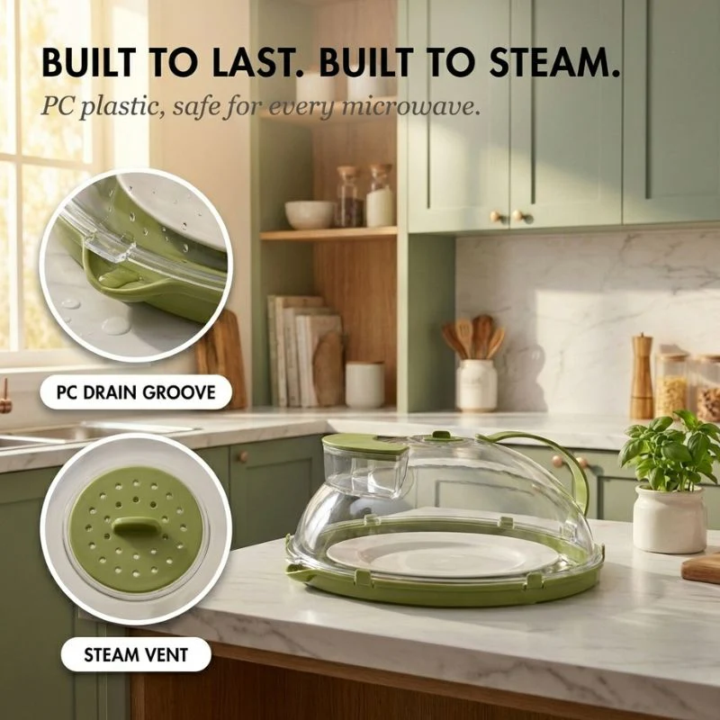 Steamwell™ – Microwave Cover with Water Steamer, Vent & Handle + 50% OFF - Image 4