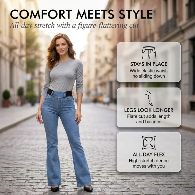 Striden™ – High-Waist Elastic Stretch Flare Denim Jeans + 50% OFF - Image 4
