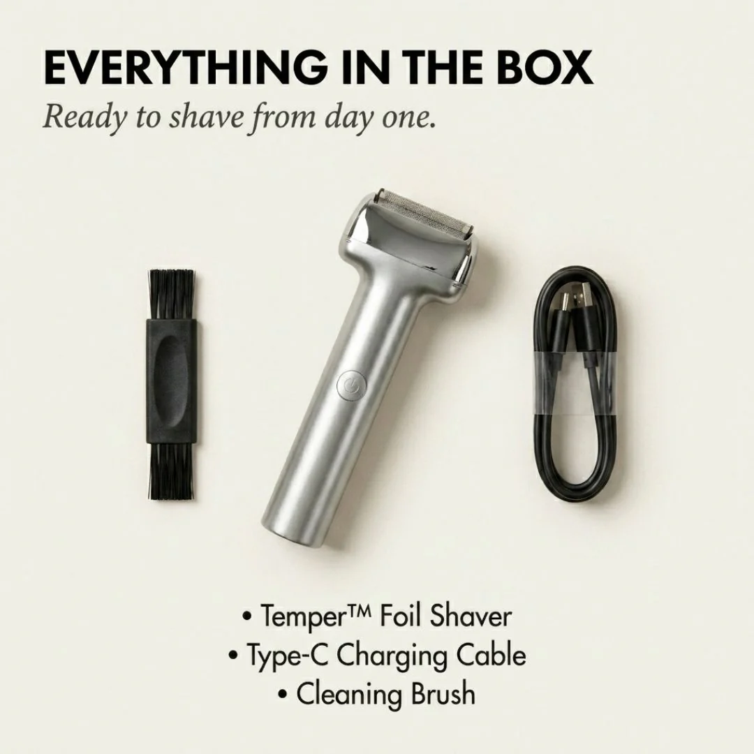 Temper™ – Wide Foil, Tilt Head & IPX6 Rechargeable Electric Shaver for Men + 50% OFF - Image 6