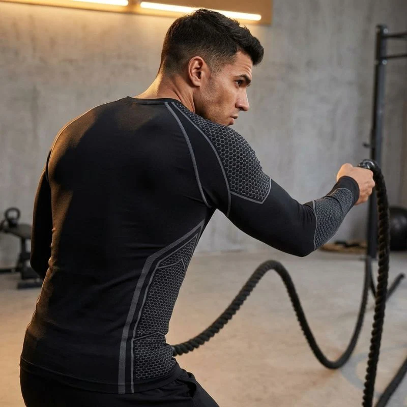 Tensile™ – Honeycomb Compression Long Sleeve Workout Shirt for Men + 50% OFF - Image 3