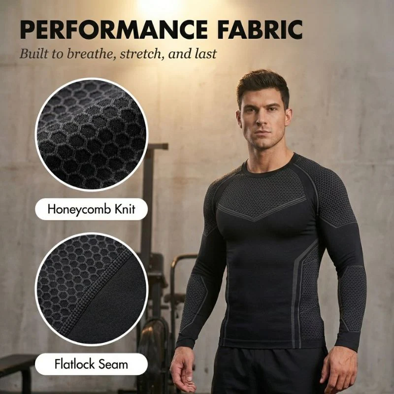 Tensile™ – Honeycomb Compression Long Sleeve Workout Shirt for Men + 50% OFF - Image 5
