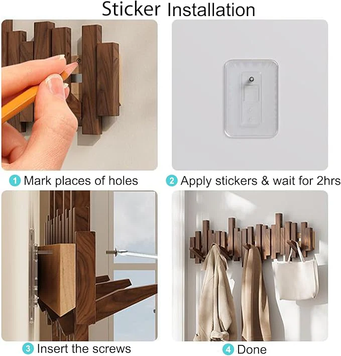 The AuraCoat Piano Rack - Wall-Mounted Wooden Coat Rack with Piano Key Style Design + 50% OFF - Image 15