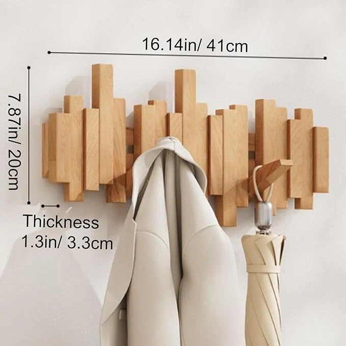The AuraCoat Piano Rack - Wall-Mounted Wooden Coat Rack with Piano Key Style Design + 50% OFF - Image 3