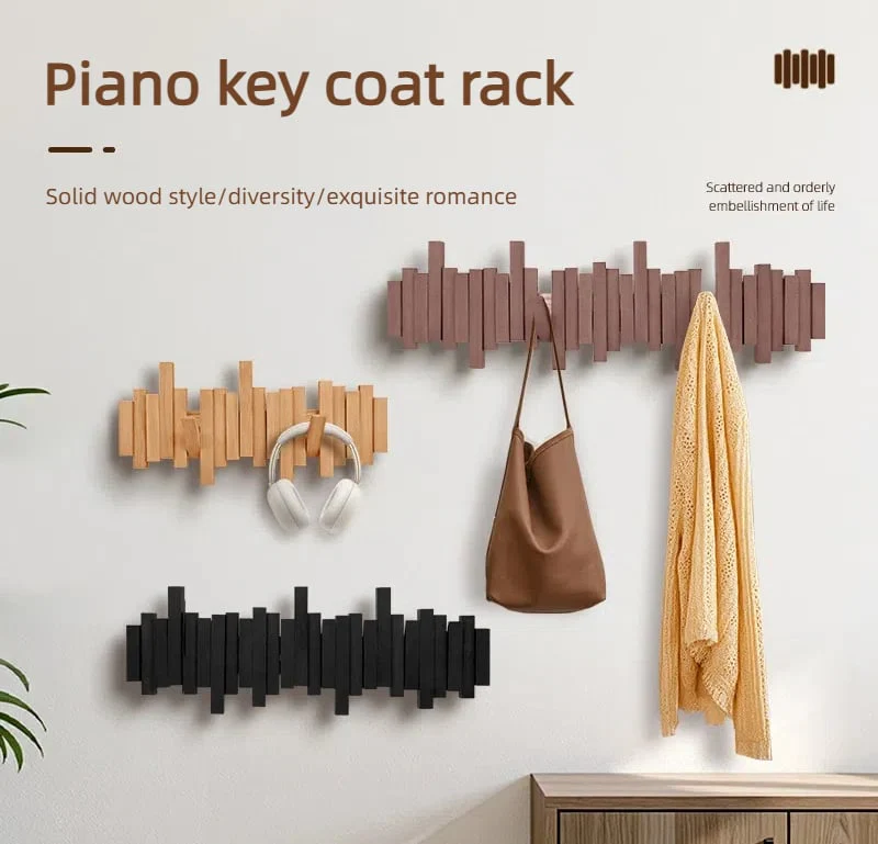 The AuraCoat Piano Rack - Wall-Mounted Wooden Coat Rack with Piano Key Style Design + 50% OFF - Image 8