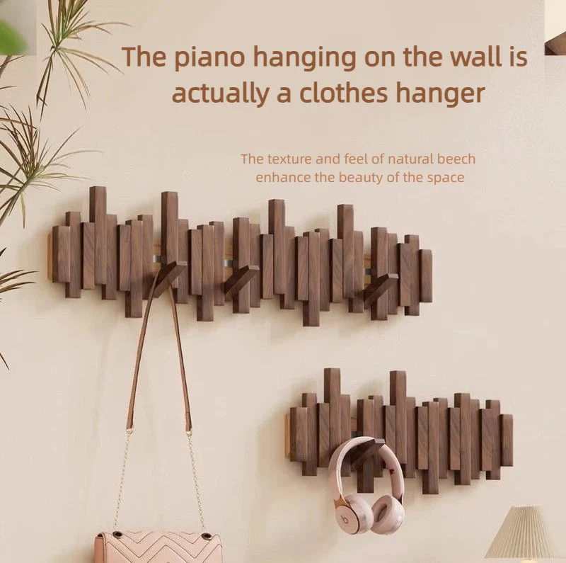 The AuraCoat Piano Rack - Wall-Mounted Wooden Coat Rack with Piano Key Style Design + 50% OFF - Image 9