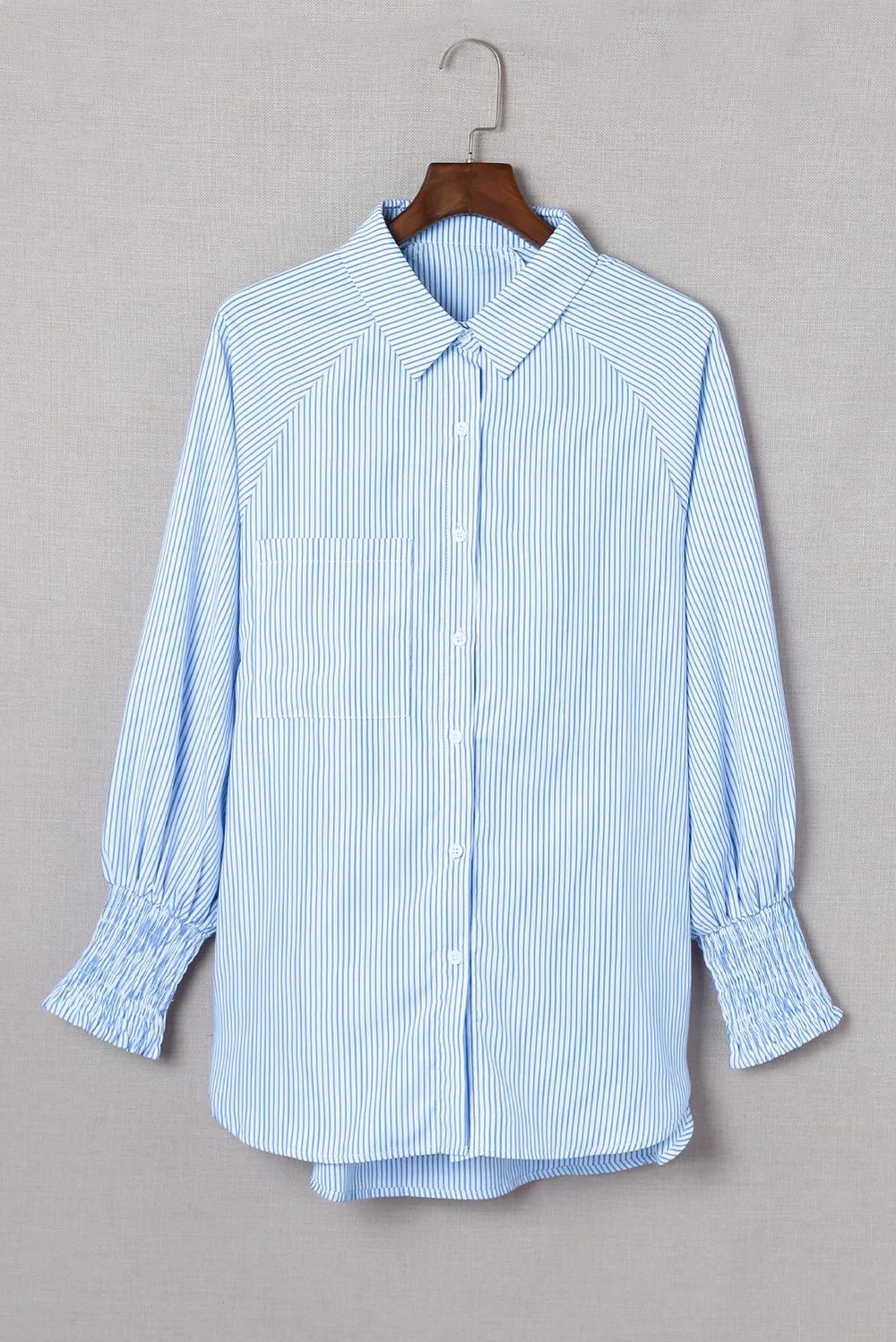 The AuraFlow Striped Lapel Shirt - Oversized Drawdown Sleeves, Mid-Length Fit, + 50% OFF - Image 10