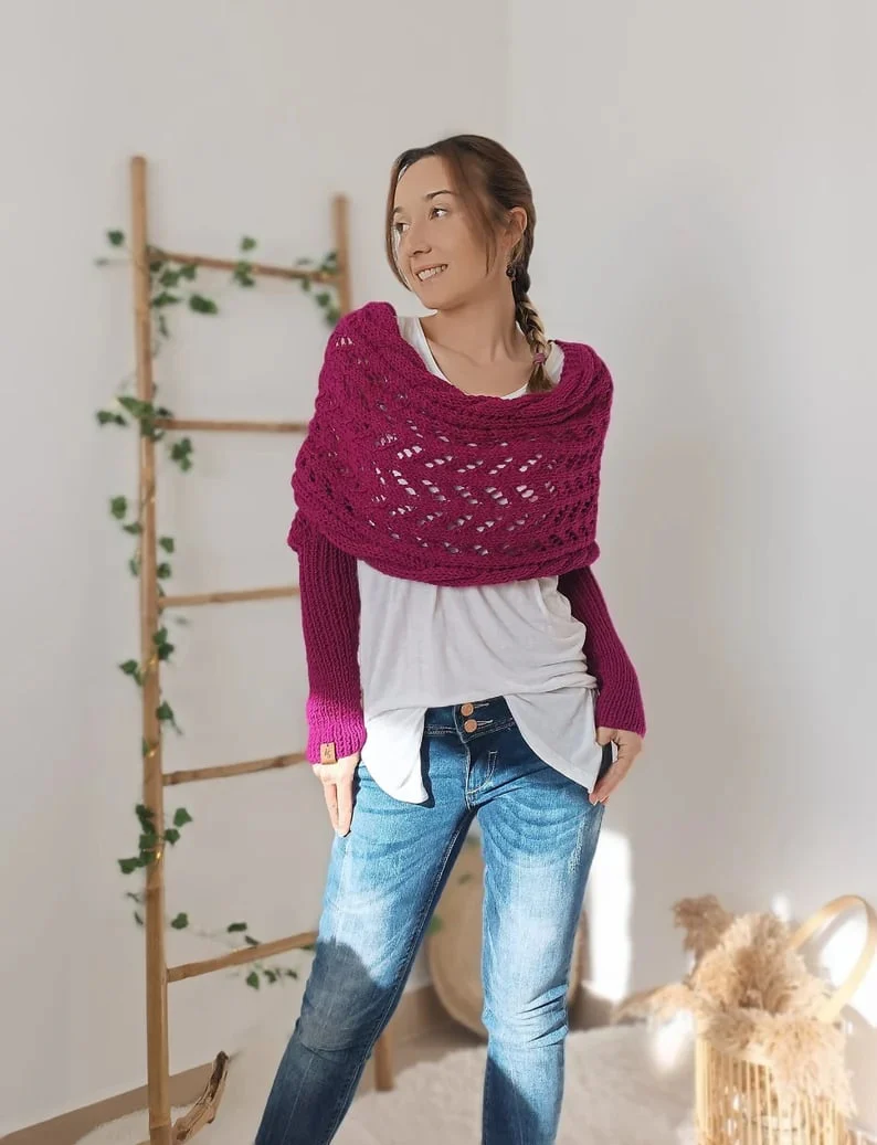 The AuraKnit Cable Wrap – Versatile Knitted Shrug for Women + 50% OFF - Image 10