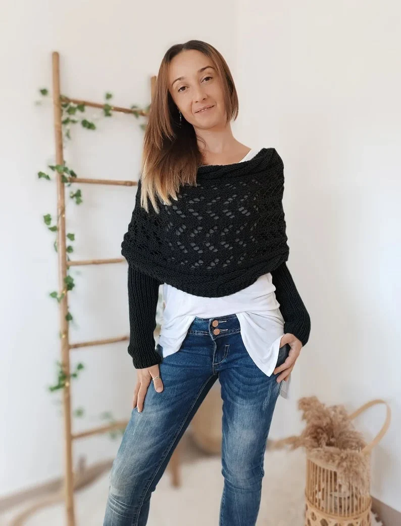 The AuraKnit Cable Wrap – Versatile Knitted Shrug for Women + 50% OFF - Image 12