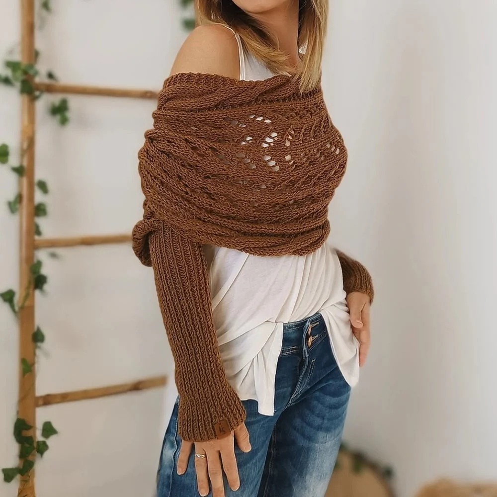 The AuraKnit Cable Wrap – Versatile Knitted Shrug for Women + 50% OFF - Image 16
