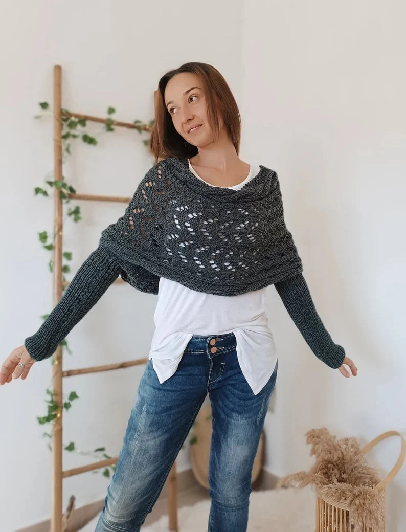 The AuraKnit Cable Wrap – Versatile Knitted Shrug for Women + 50% OFF - Image 5