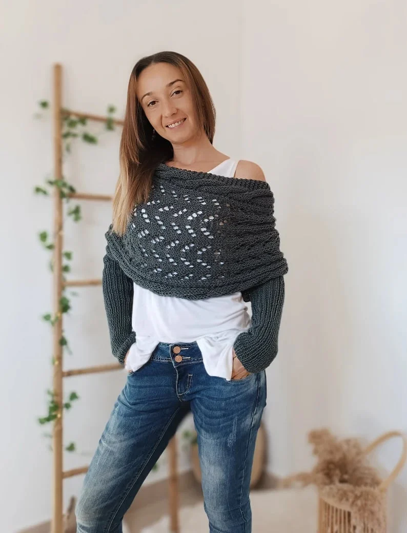 The AuraKnit Cable Wrap – Versatile Knitted Shrug for Women + 50% OFF - Image 6