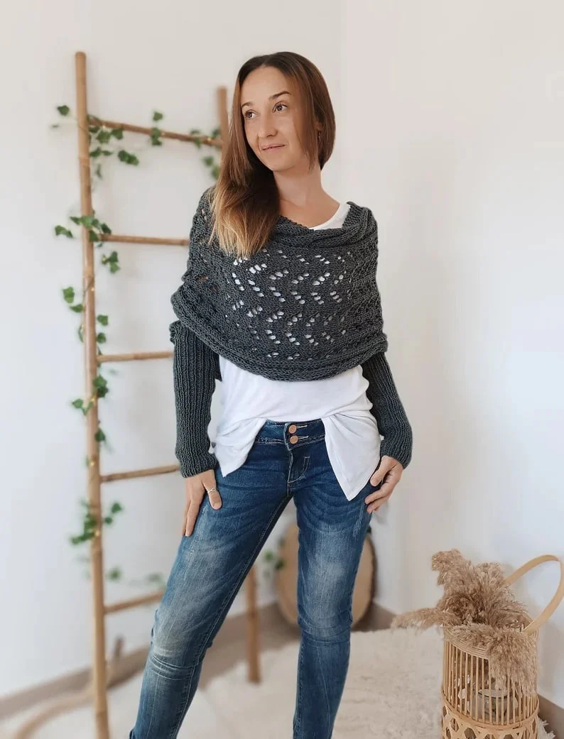 The AuraKnit Cable Wrap – Versatile Knitted Shrug for Women + 50% OFF - Image 9