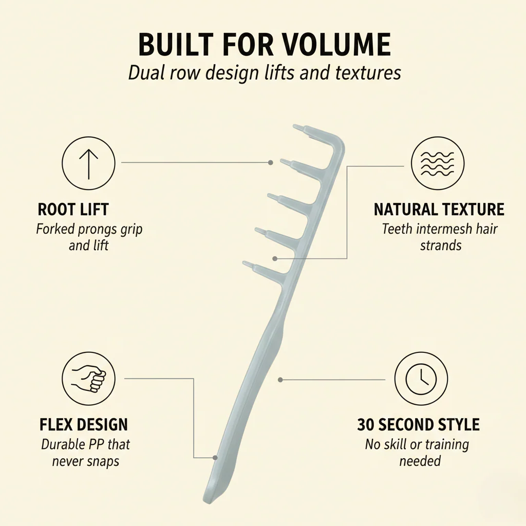 The AuraVolume Comb - Wide-Toothed Fluffy Texture & Volumizing Boot Lift + 50% OFF - Image 2