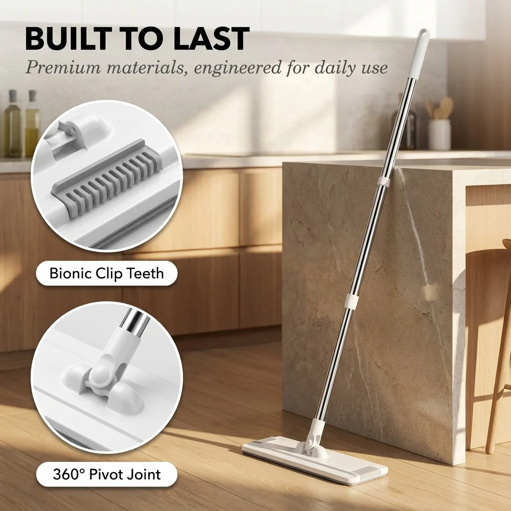 Tidecroft™ – 360° Rotating Flat Mop with Reusable Cloths & One-Click Release + 50% OFF - Image 4