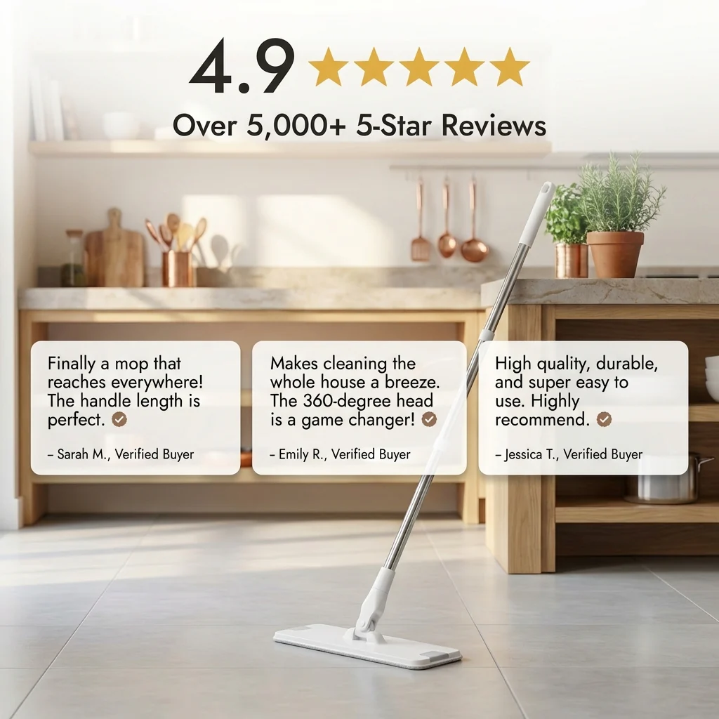 Tidecroft™ – 360° Rotating Flat Mop with Reusable Cloths & One-Click Release + 50% OFF - Image 6