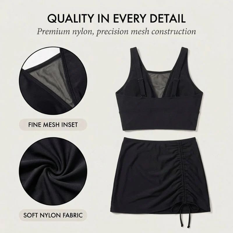 Tidra™ – Tummy Control High-Waist Skirt Bikini Set with Adjustable Mesh Overlay + 50% OFF - Image 4