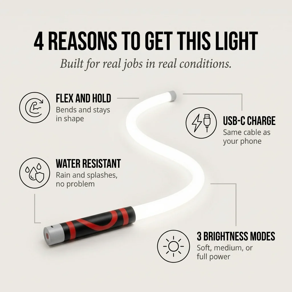 Torchwell™ – Flexible Silicone LED Light, USB-C Rechargeable, Waterproof, 3 Brightness Modes + 50% OFF - Image 4